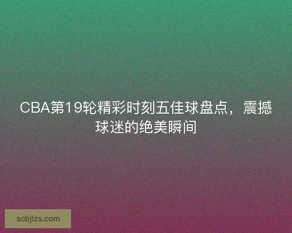 CBA第19轮精彩时刻五佳球盘点，震撼球迷的绝美瞬间